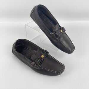 COLE HAAN Women's Bronze Brown Leather Driving Moccasins Size 8